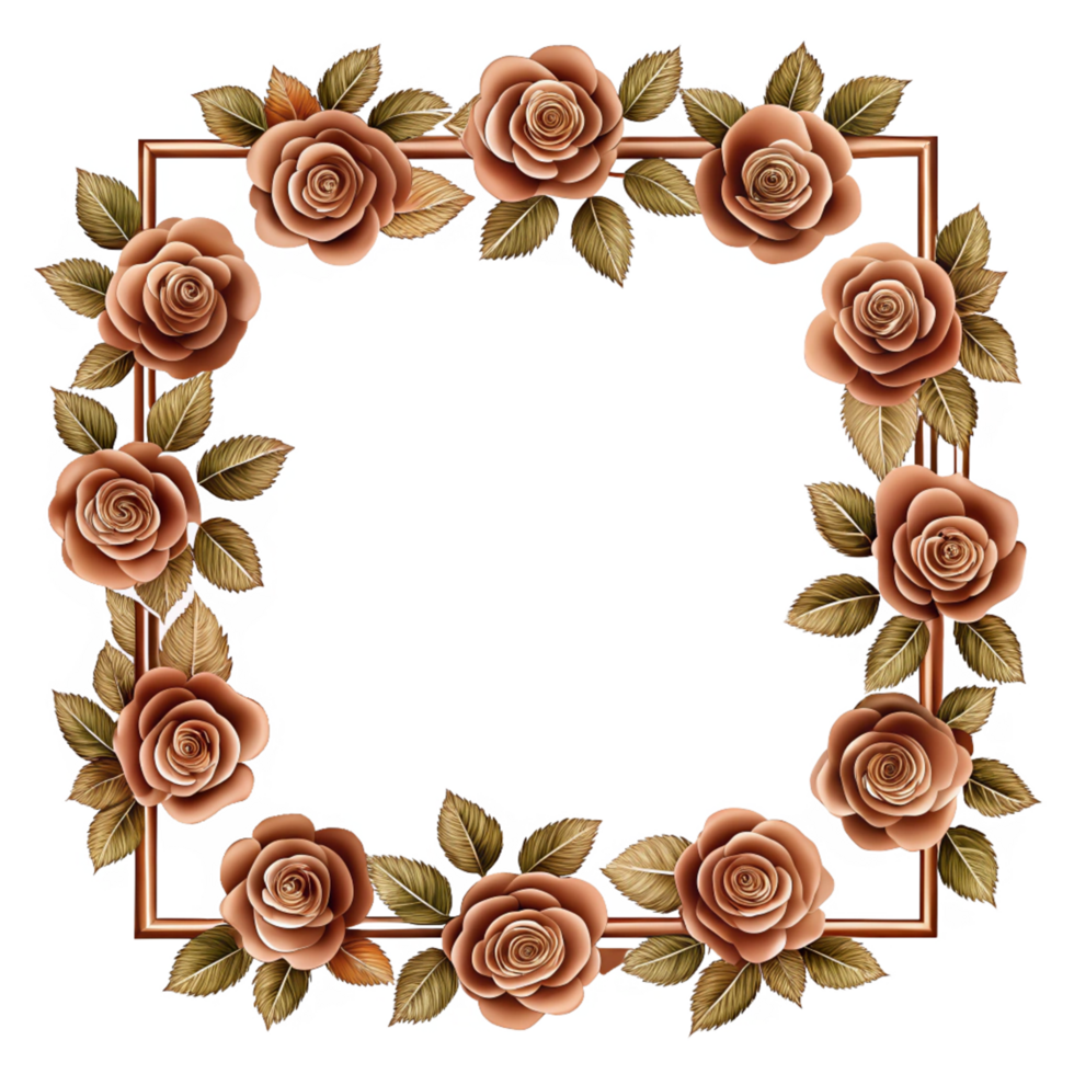clip art brown rose border with square frame is isolated on transparent background png