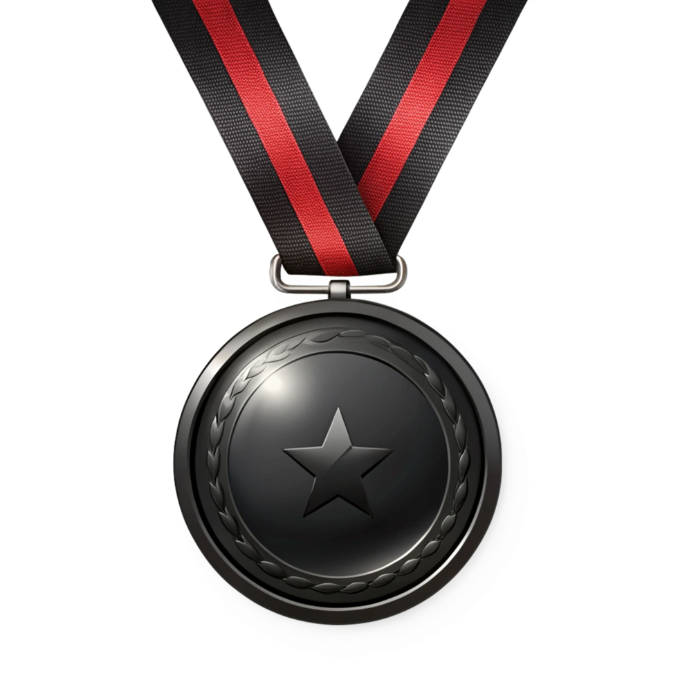 winner black medal is isolated on transparent background png