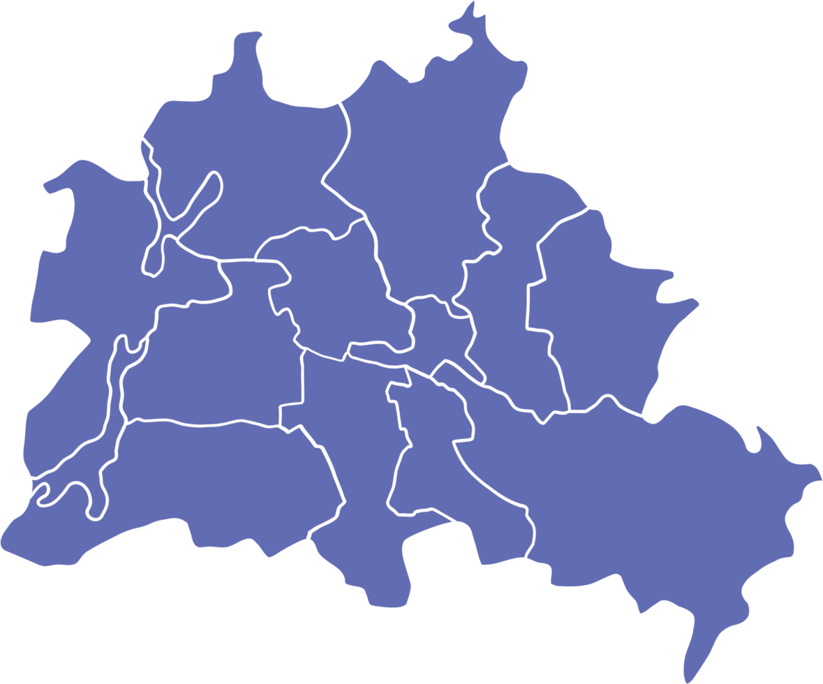 Freehand solid color drawing of Berlin city map. png