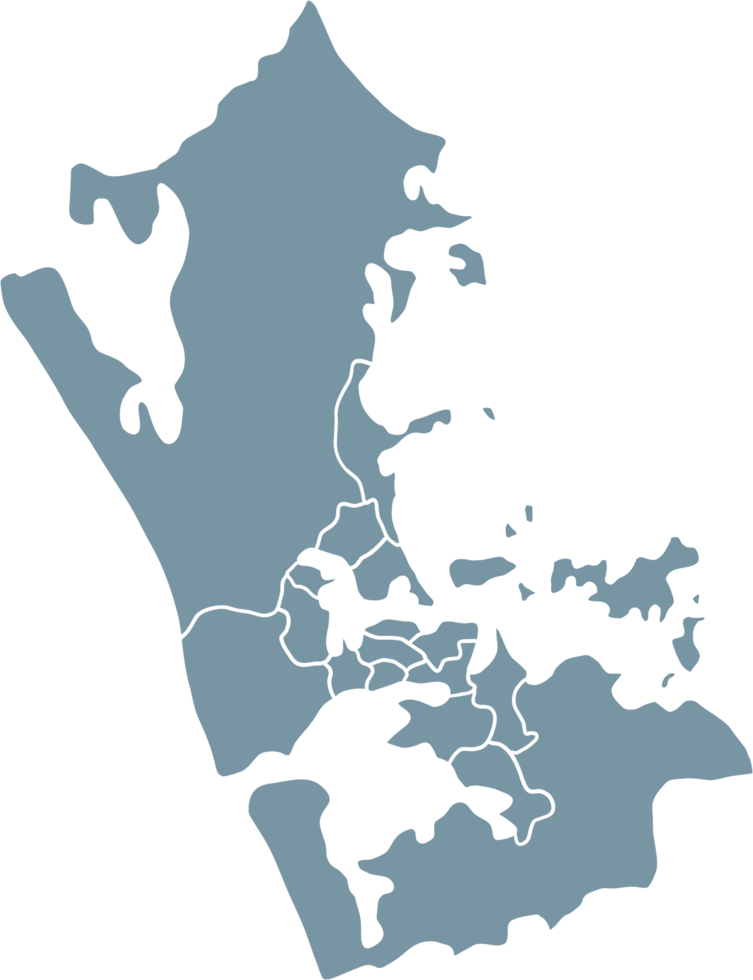 Freehand solid color drawing of Auckland city map. png