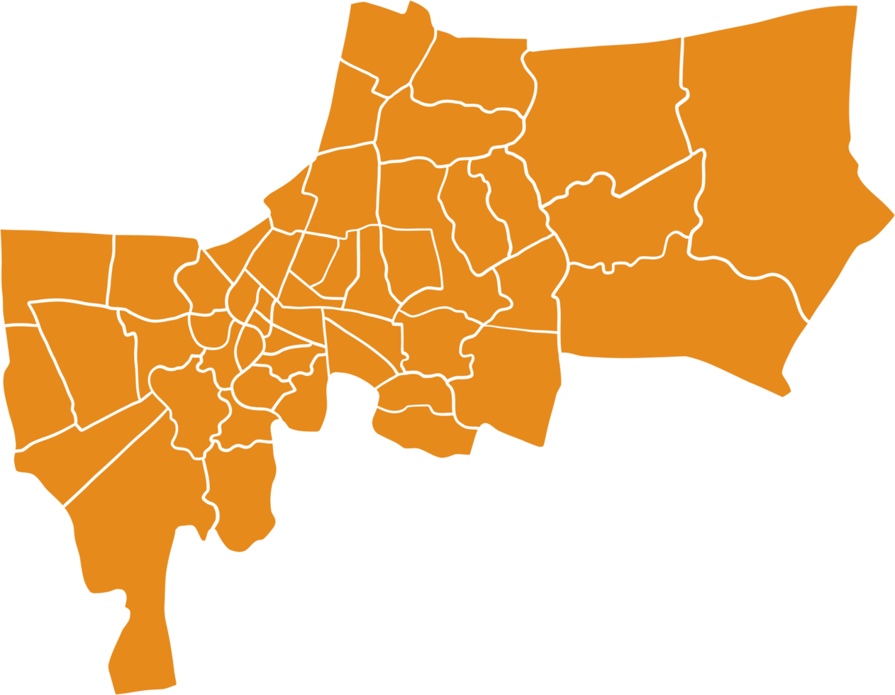 Freehand solid color drawing of Bangkok city map. png