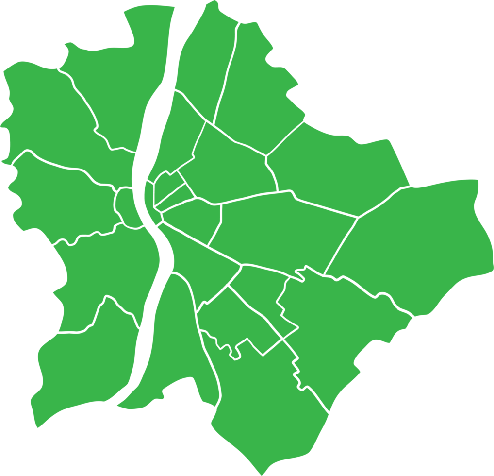 Freehand solid color drawing of Budapest city map. png