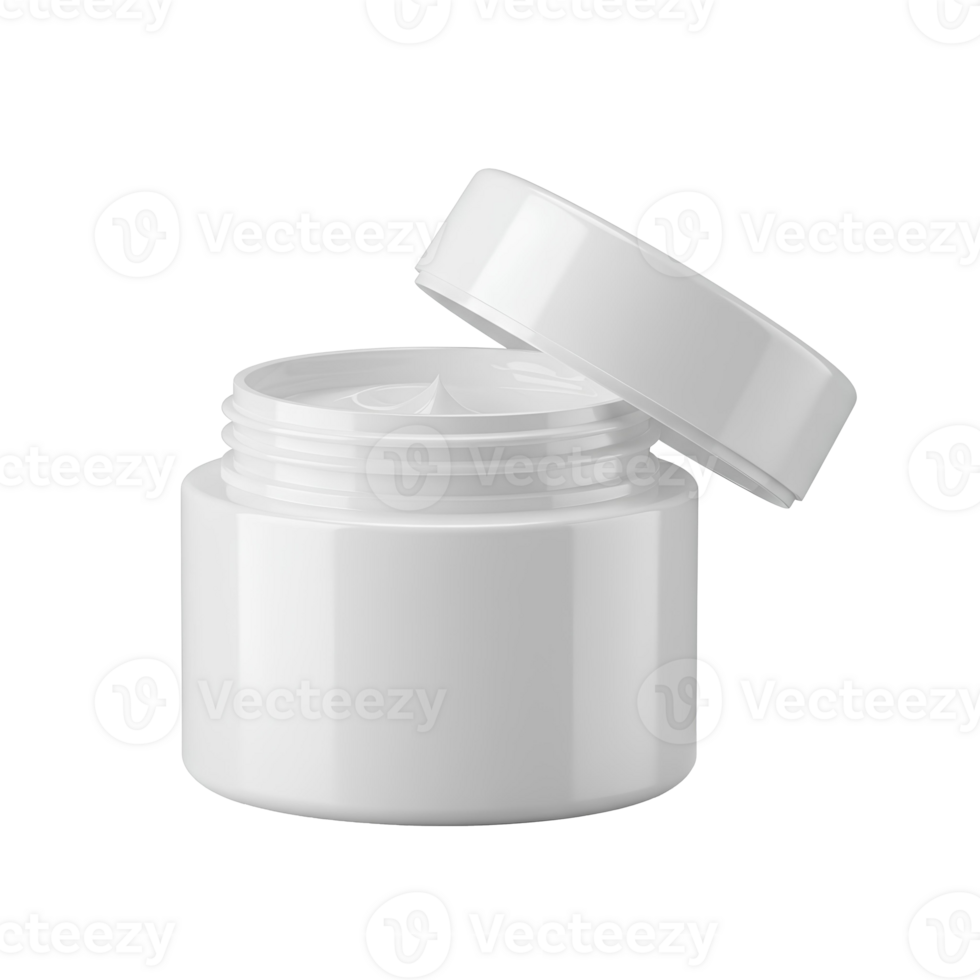 white cosmetic container . unbranded jar container for facial moisturisers or lotions for skincare products isolated. Jar cosmetic packaging of creams png