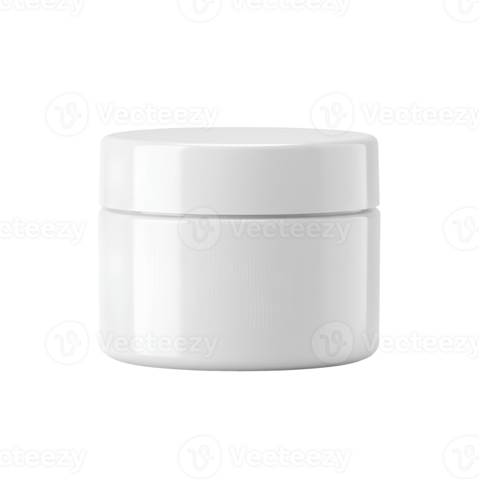 White cosmetic container with a minimalist unbranded design for facial moisturizers serums and lotions. Ideal for skincare and beauty product mockups png