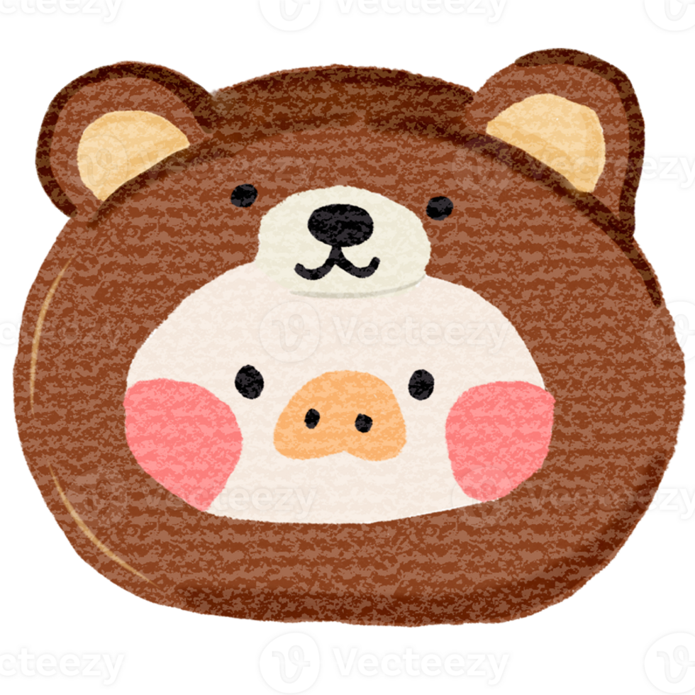 Delight in this adorable and creative illustration of a chocolate roll cake shaped like a cute bear png