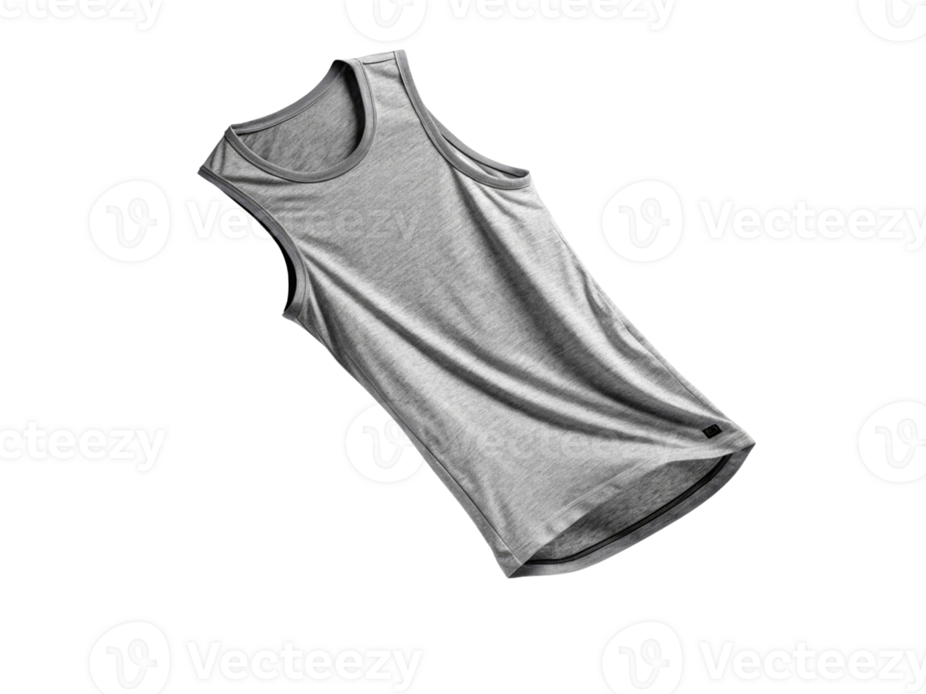 stylish gray tank top made from soft fabric, perfect for casual wear or workouts, showcasing relaxed fit and comfortable design png