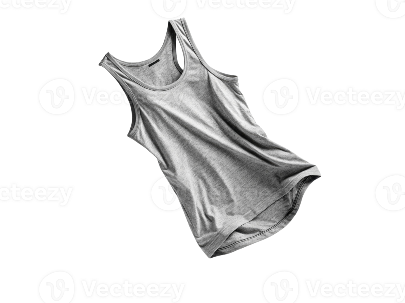 stylish gray tank top made from soft fabric, perfect for casual wear or workouts, showcasing relaxed fit and modern design png