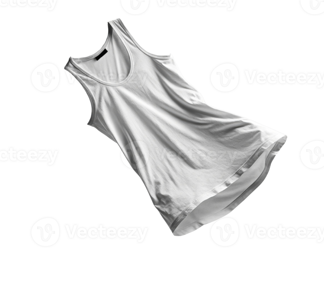 plain white tank top, lightweight and casual, perfect for summer wear or layering. Its simple design makes it versatile for various outfits png