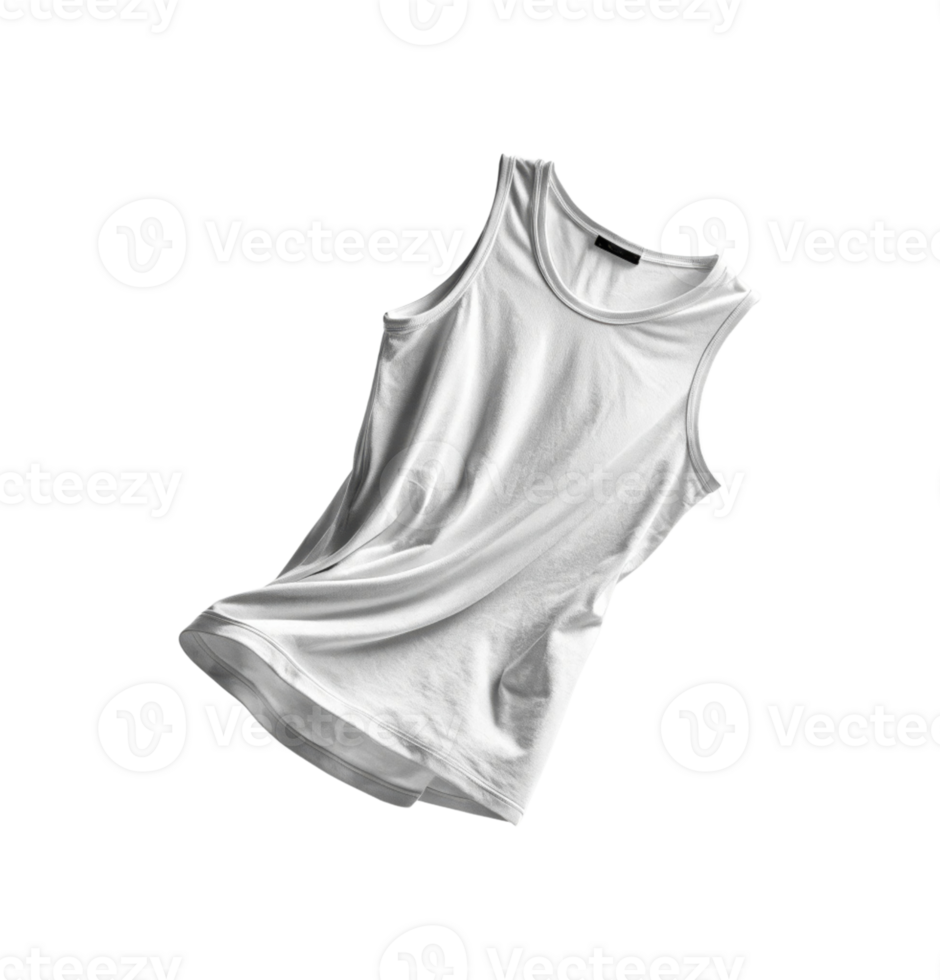 plain white tank top, soft fabric, casual style, laid flat, showcasing its smooth texture and simplicity, perfect for layering or summer wear png
