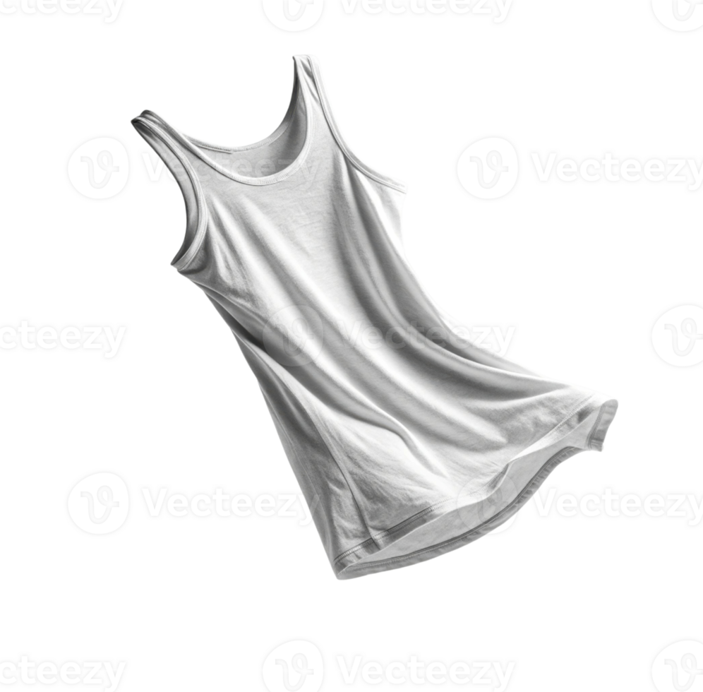 plain white tank top, made of soft fabric, is displayed against transparent background, showcasing its simple and versatile design png