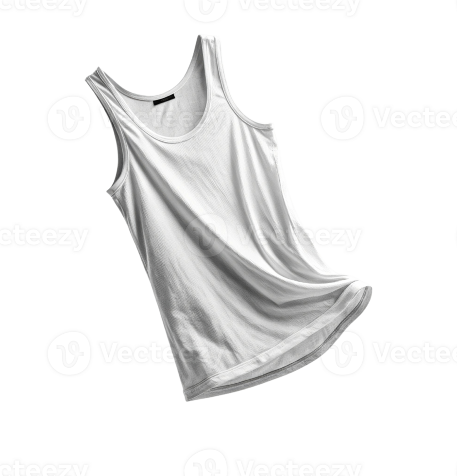 plain white tank top with smooth texture, perfect for casual wear or layering. Its simplicity makes it versatile wardrobe staple png
