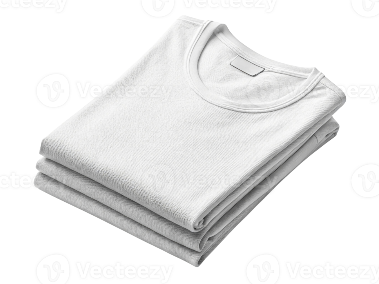 Soft white t shirts neatly stacked, showcasing clean and minimalistic style perfect for casual wear or layering png