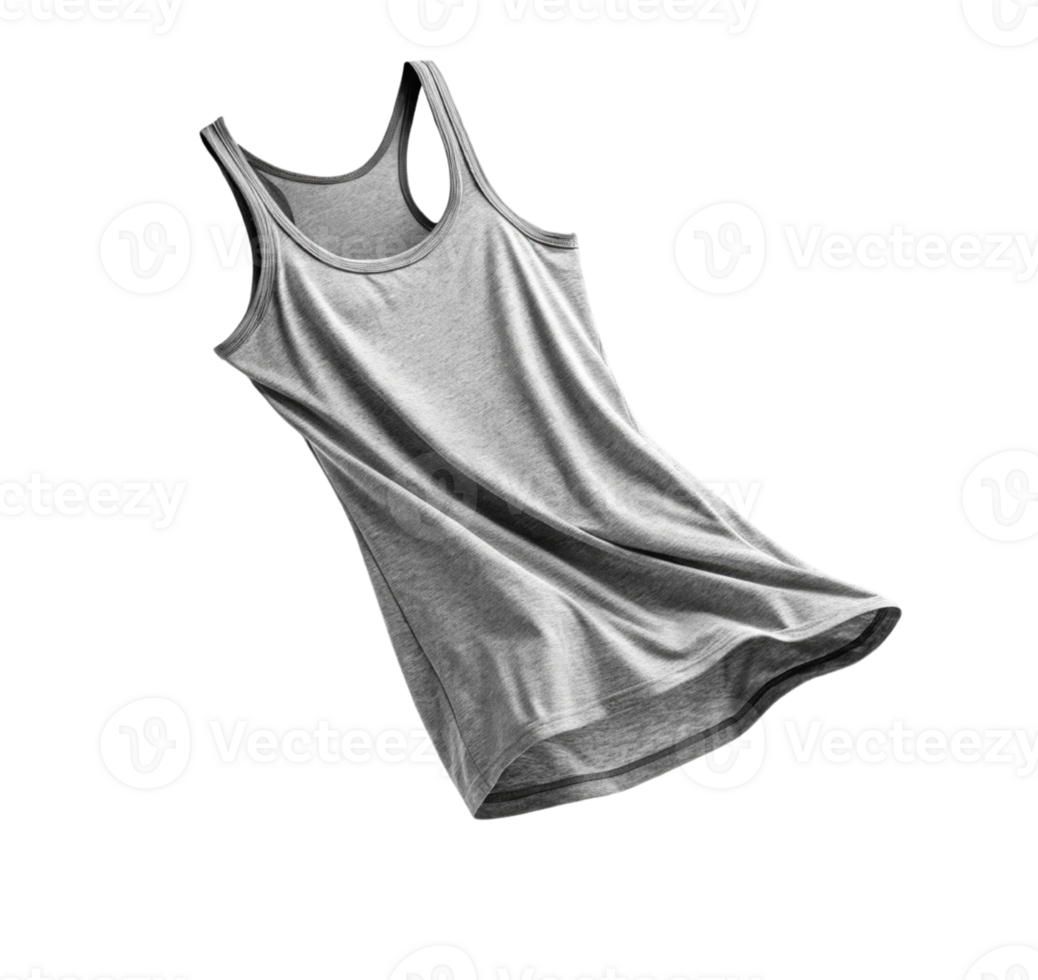 Light gray tank top with relaxed fit, perfect for casual wear or layering. This versatile piece is ideal for various occasions png