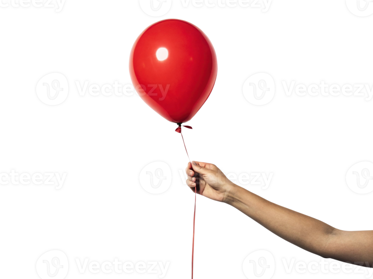 hand holds vibrant red balloon, symbolizing joy and celebration, against clean background png