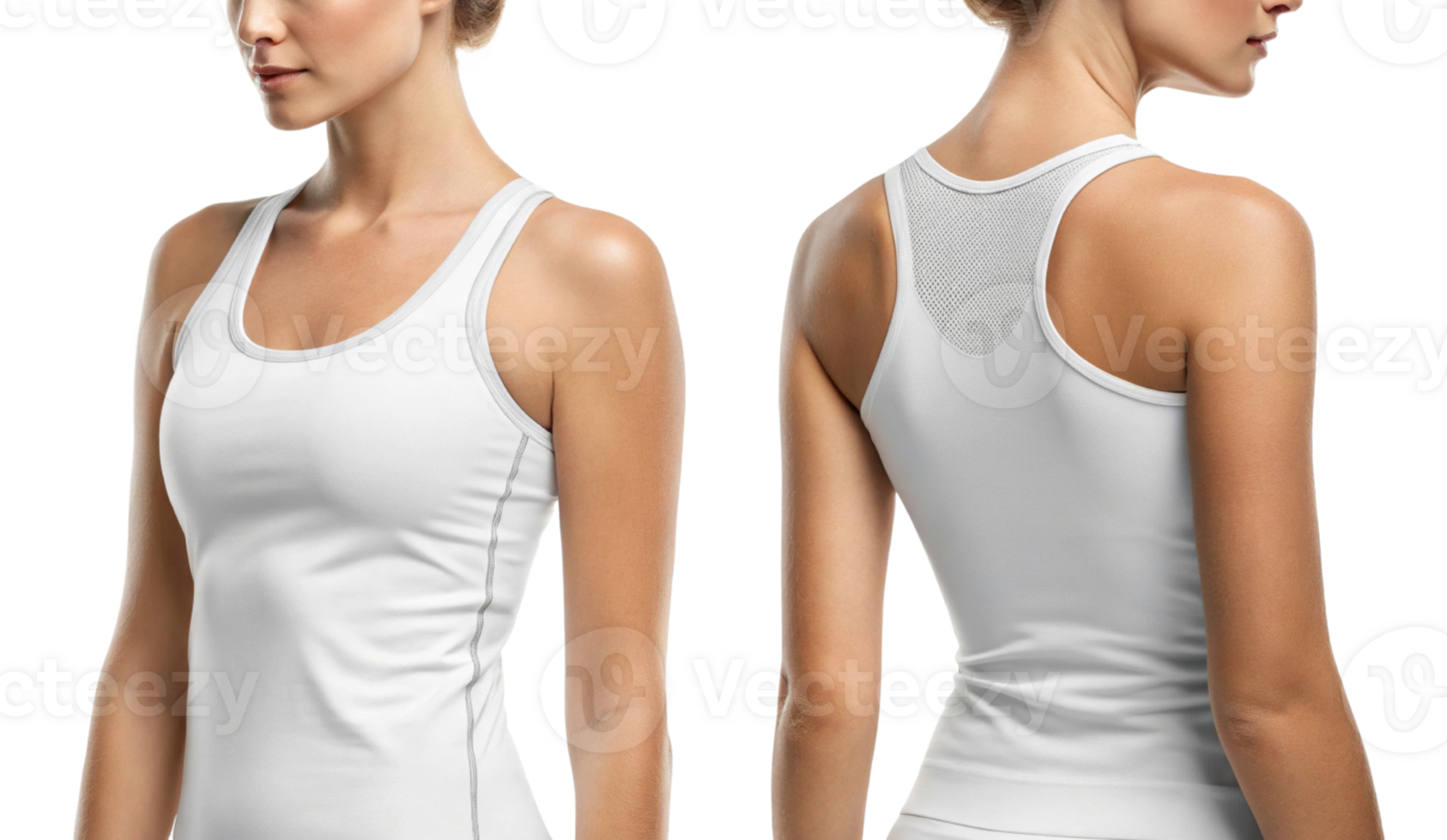 stylish and comfortable women athletic tank top in white, featuring sleek design and breathable mesh back for optimal performance png