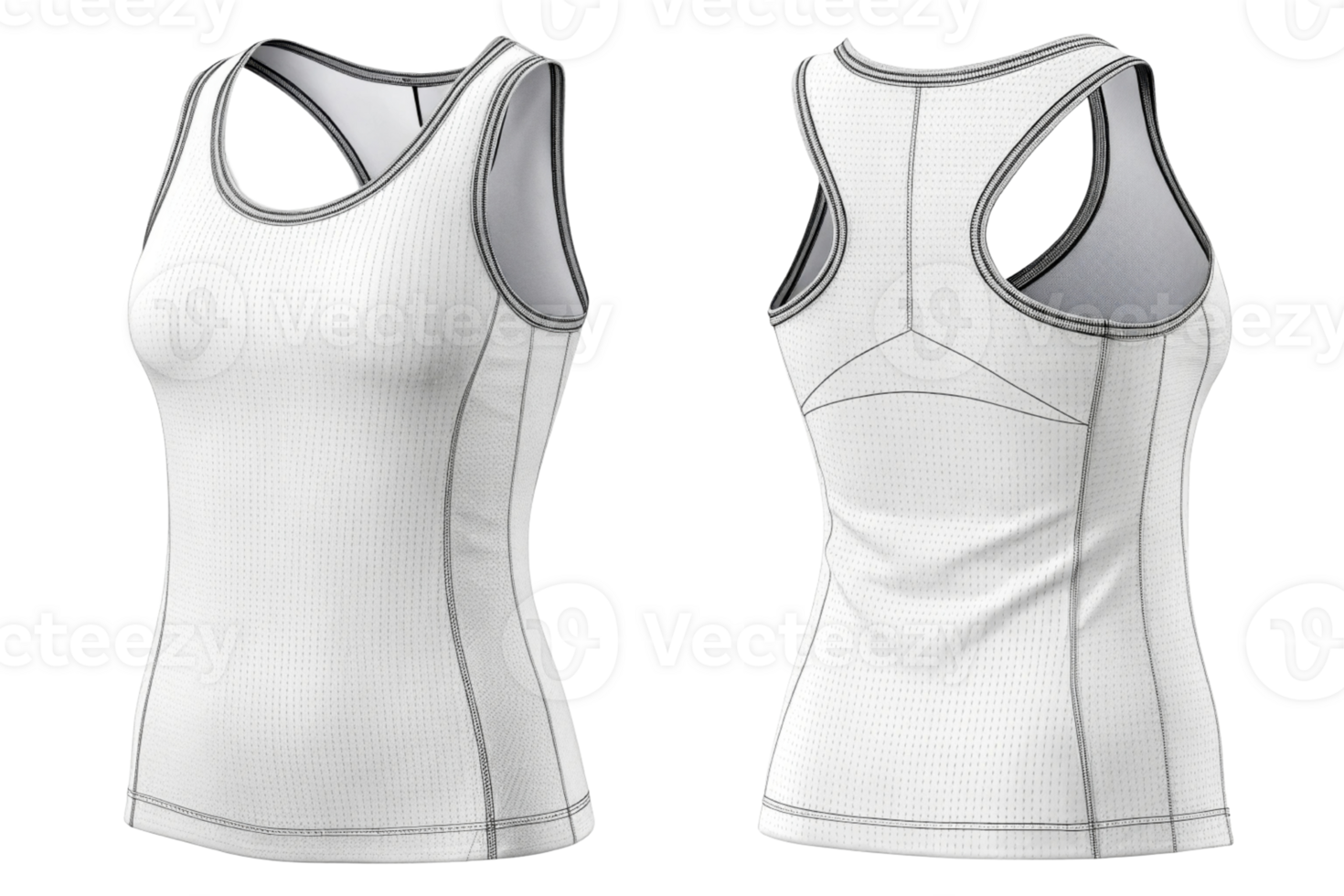 Lightweight athletic tank top in white, featuring breathable fabric and sleek design, perfect for workouts and casual wear png