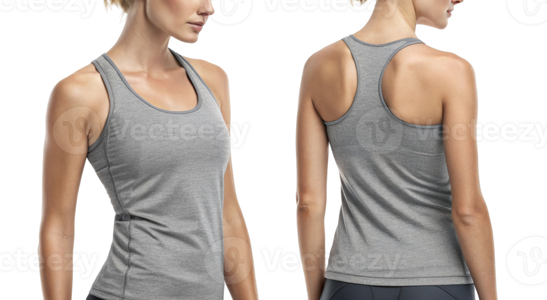 stylish and comfortable athletic tank top in gray, perfect for workouts and casual wear, showcasing sleek design and flattering fit png