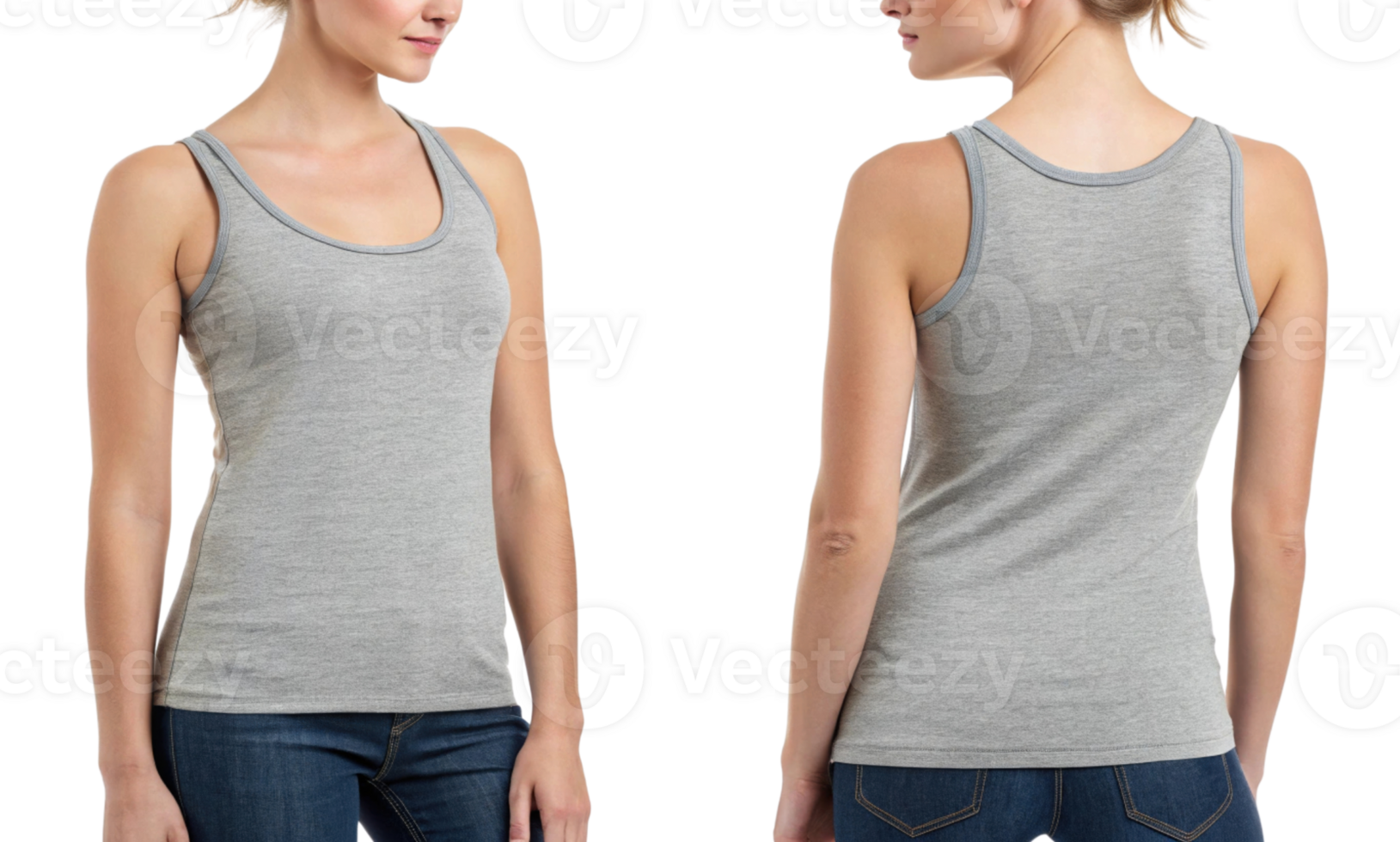 stylish gray tank top featuring scoop neckline and fitted design, perfect for casual wear or layering png