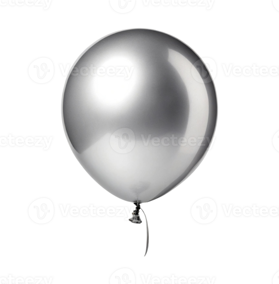 shiny silver balloon floats gracefully, adding touch of elegance to any celebration or event. Its smooth surface reflects light beautifully png