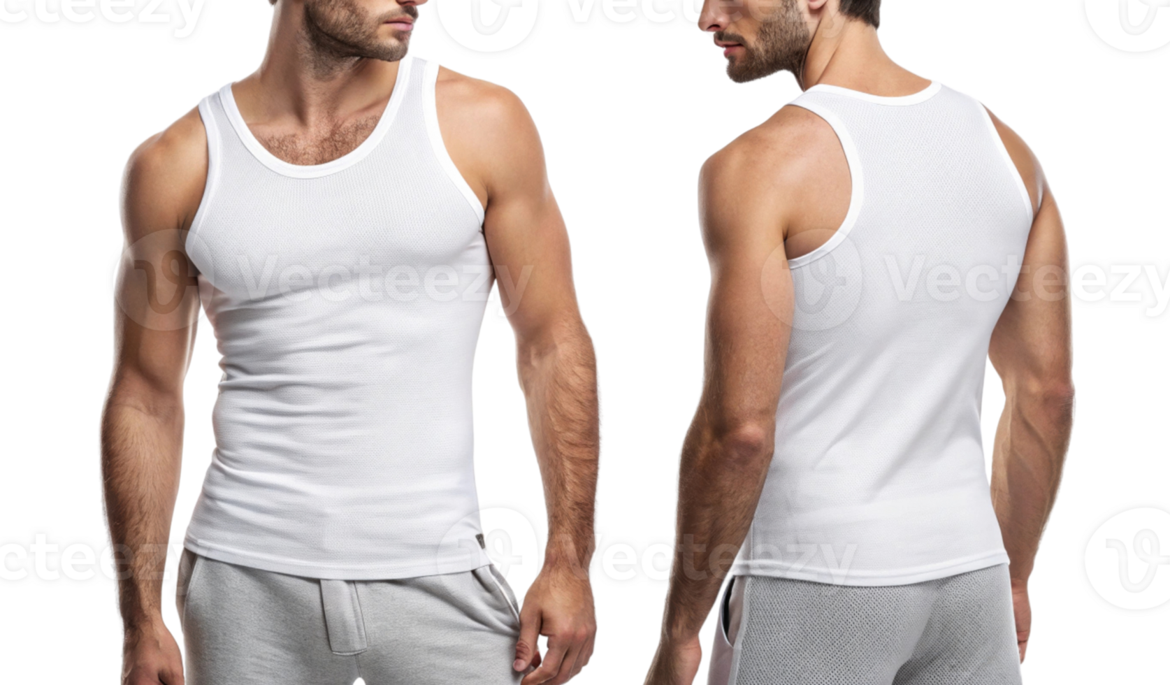 stylish and comfortable men tank top in white, showcasing fitted design and perfect for casual wear or workouts png
