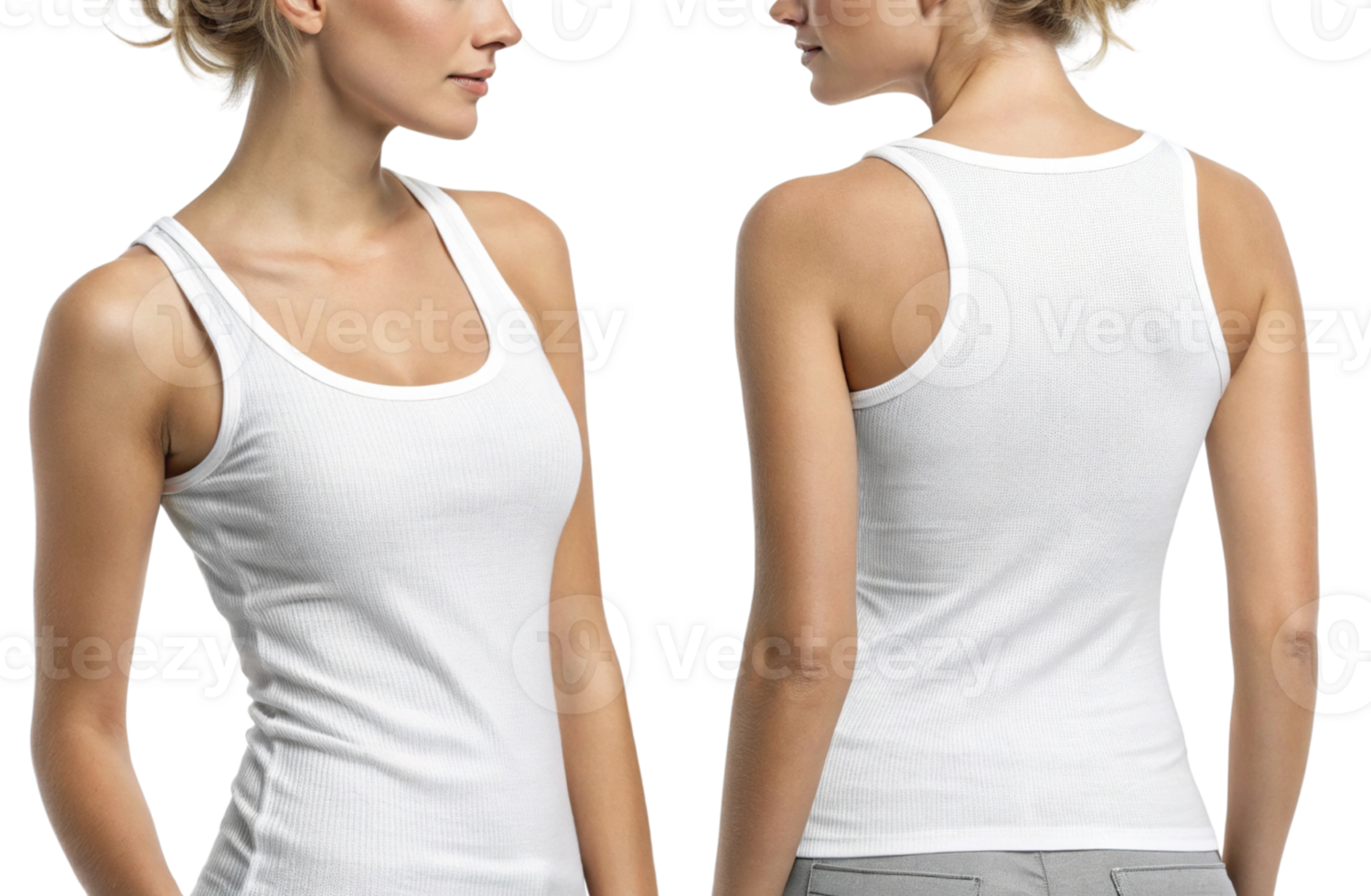 stylish and versatile white tank top, perfect for casual wear or layering, showcasing fitted design that flatters silhouette png