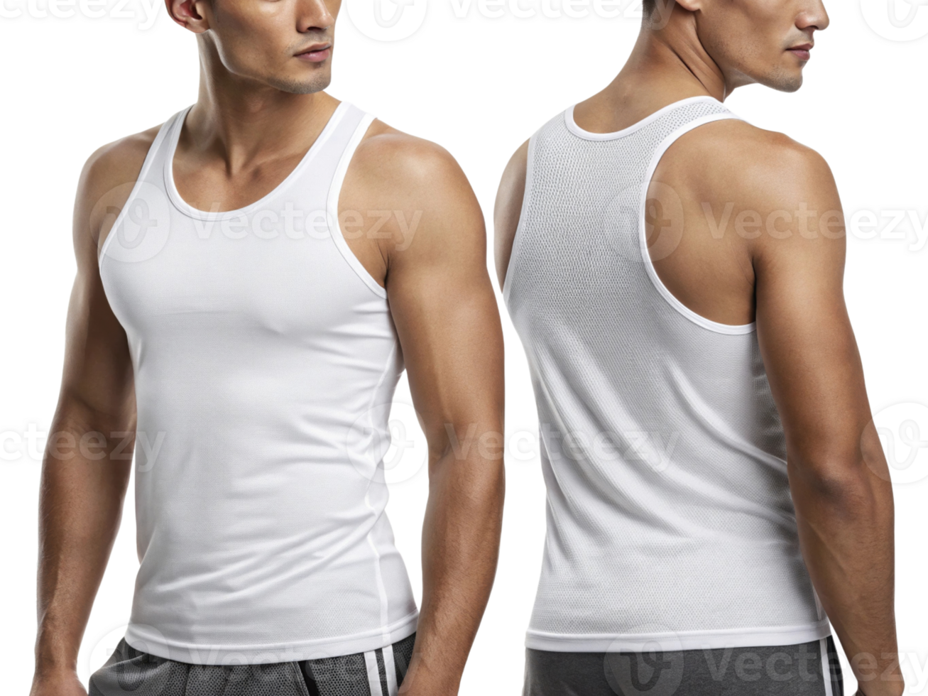 stylish and comfortable white tank top for men, showcasing sleek design and perfect fit for casual or athletic wear png