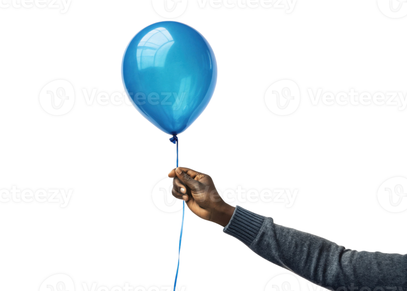 person holding blue balloon in bright setting, conveying sense of joy and celebration png