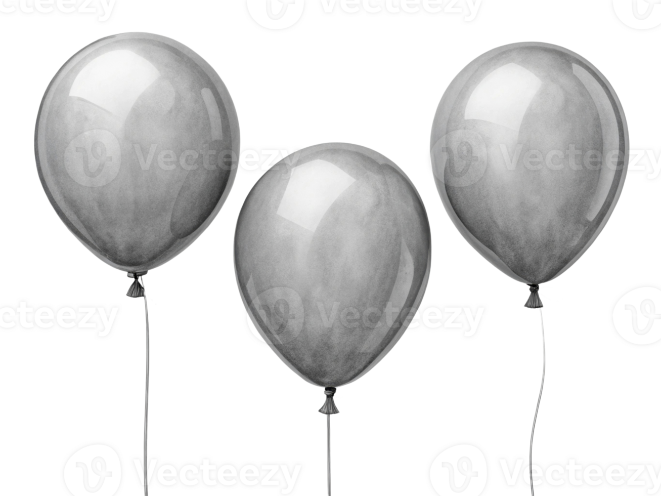 Gray balloons float gracefully, adding touch of elegance to any celebration or event, perfect for sophisticated atmosphere png