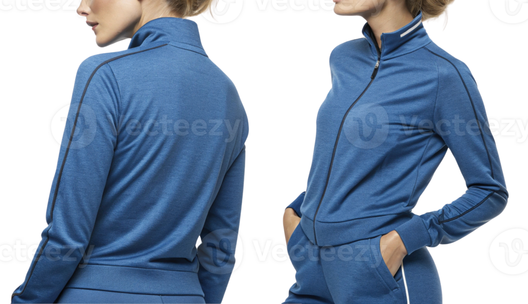 Stylish blue athletic jacket featuring zip up design, perfect for workouts or casual wear, showcasing comfort and modern fashion png