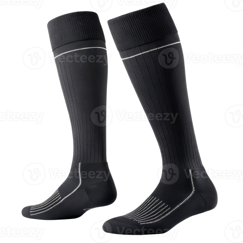Stylish black socks mockup showcasing sleek design perfect for sports or casual wear, emphasizing comfort and performance png
