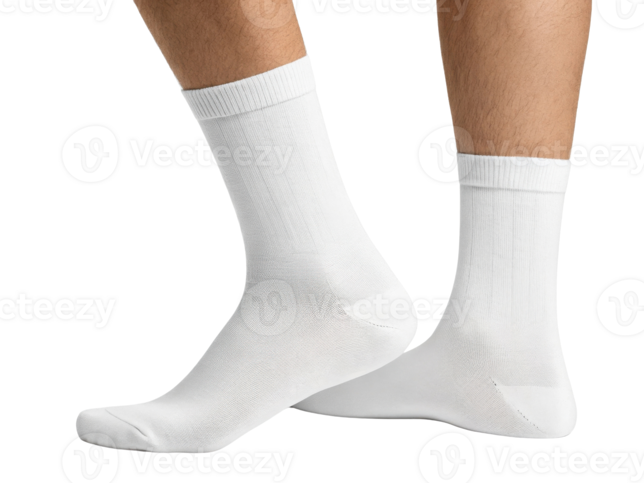 Comfortable white socks displayed in mockup, perfect for casual wear or sports activities, showcasing stylish and versatile design png