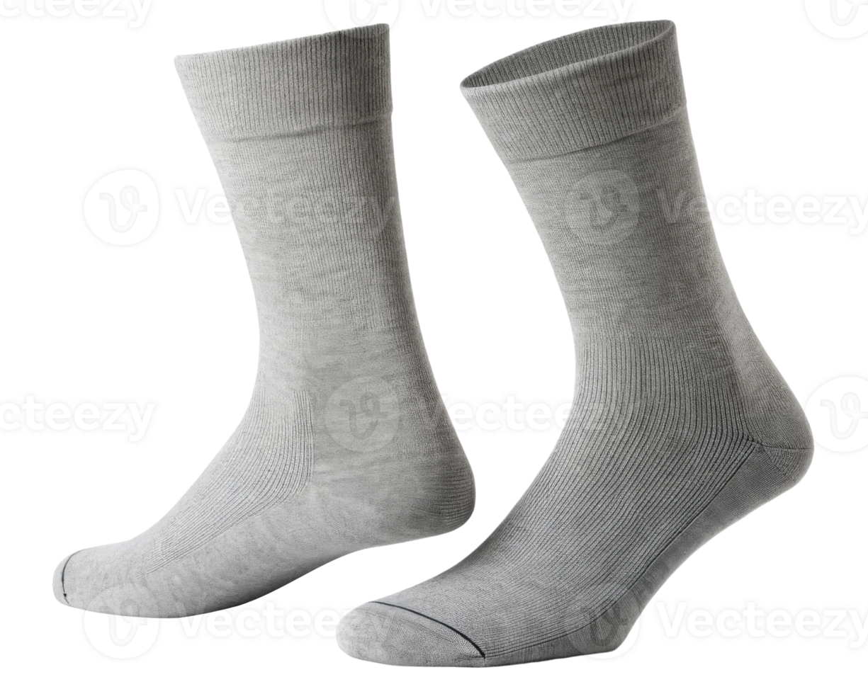 Soft gray socks in stylish mockup display comfortable design perfect for everyday wear png