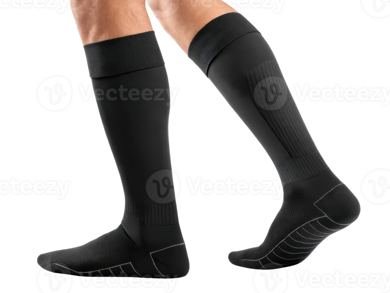 Stylish black socks in mockup display, perfect for showcasing comfort and versatility in any wardrobe png