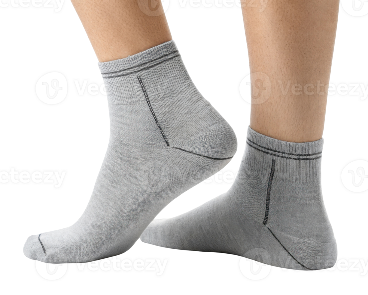 Comfortable gray socks in mockup display, showcasing their soft texture and stylish design for everyday wear png