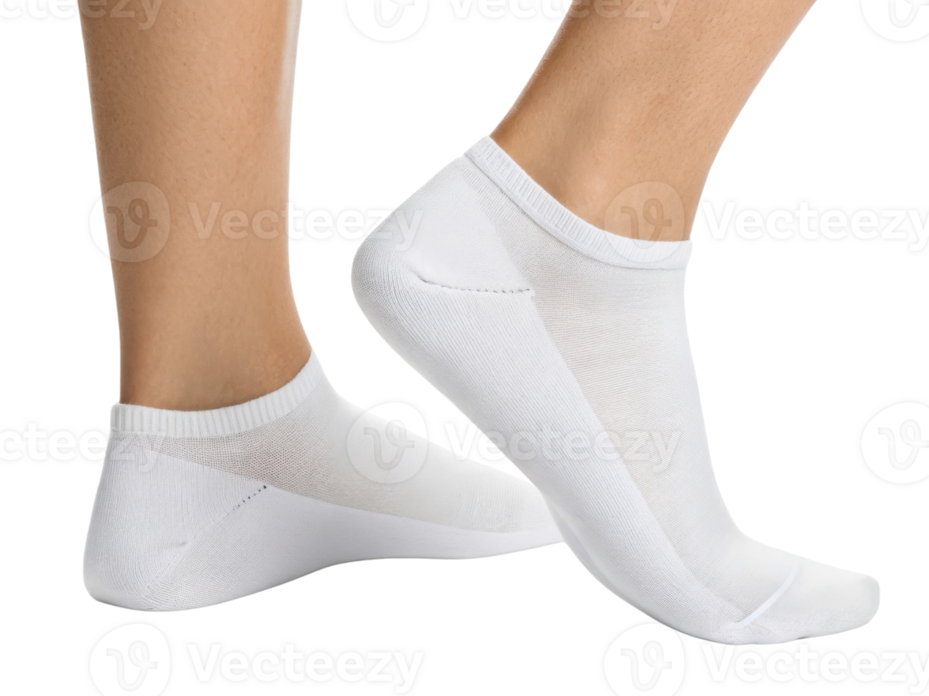 Sleek white socks in mockup display showcase comfort and style perfect for casual wear or sports activities png