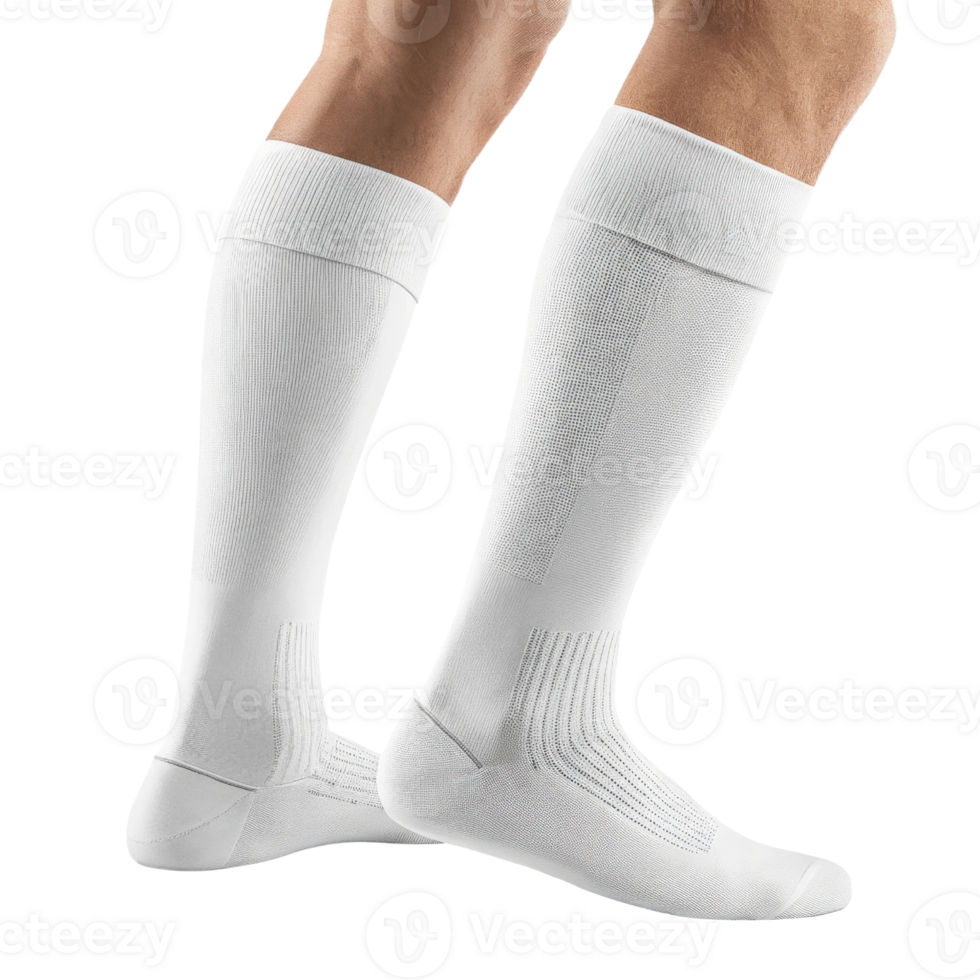 Comfortable white socks mockup showcasing sleek design perfect for sports or casual wear. Ideal for showcasing style and functionality png