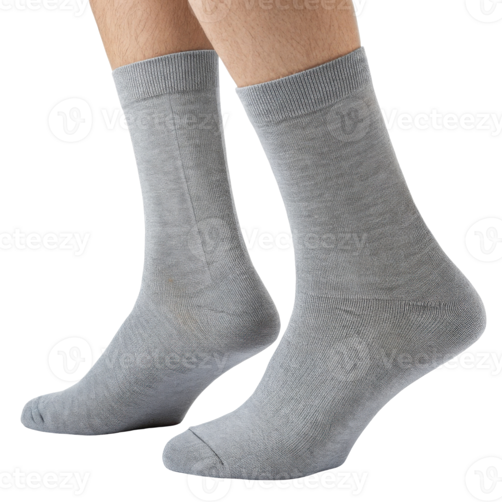 Comfortable gray socks displayed in mockup, perfect for casual wear and showcasing style and versatility in everyday outfits png