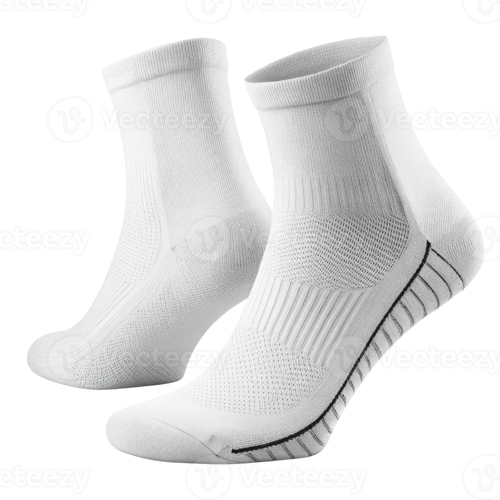 Comfortable white socks mockup showcasing stylish design perfect for athletic wear or casual outfits. Ideal for showcasing your brand png