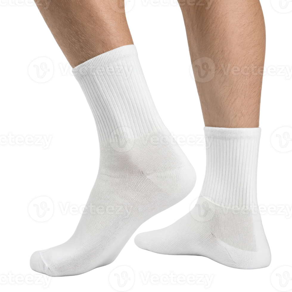 Comfortable white socks in mockup display perfect for showcasing style and versatility in footwear png
