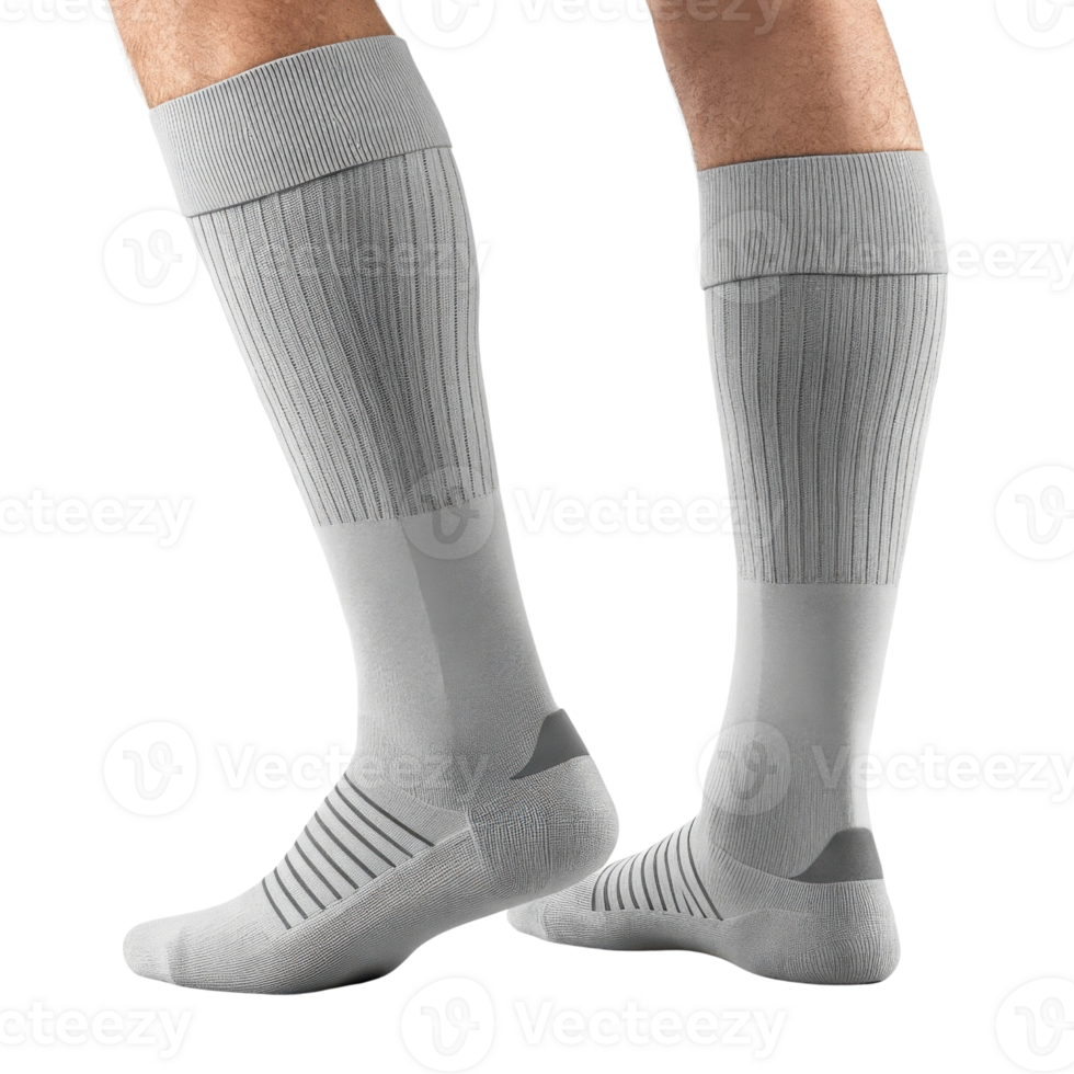 Stylish gray socks mockup showcasing modern design perfect for athletic wear or casual outfits. Ideal for showcasing your brand png