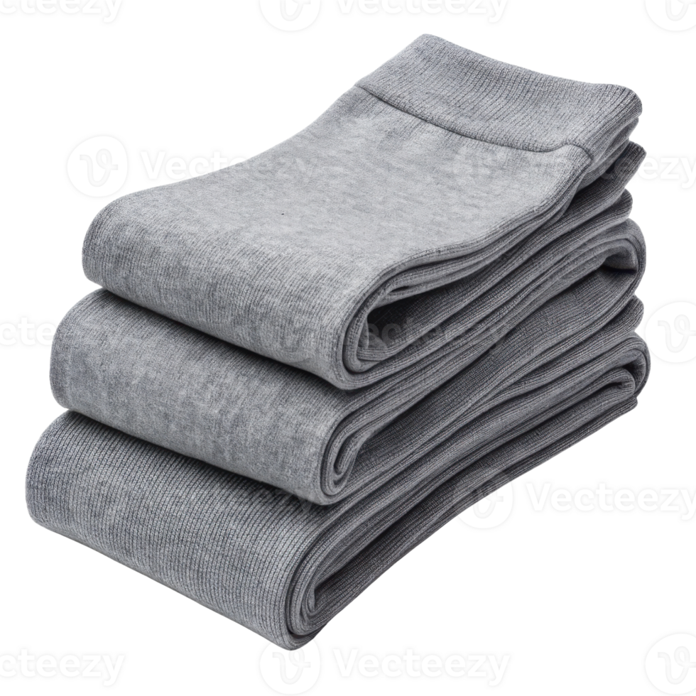 Soft gray socks neatly stacked in mockup display, perfect for showcasing comfort and style in any wardrobe png