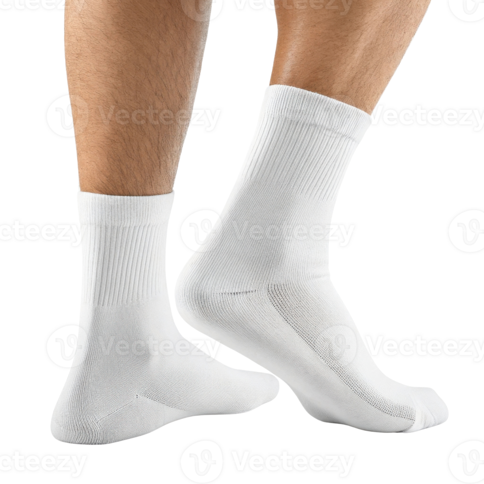 Comfortable white socks in mockup display perfect for showcasing casual footwear styles and enhancing any outfit with clean look png