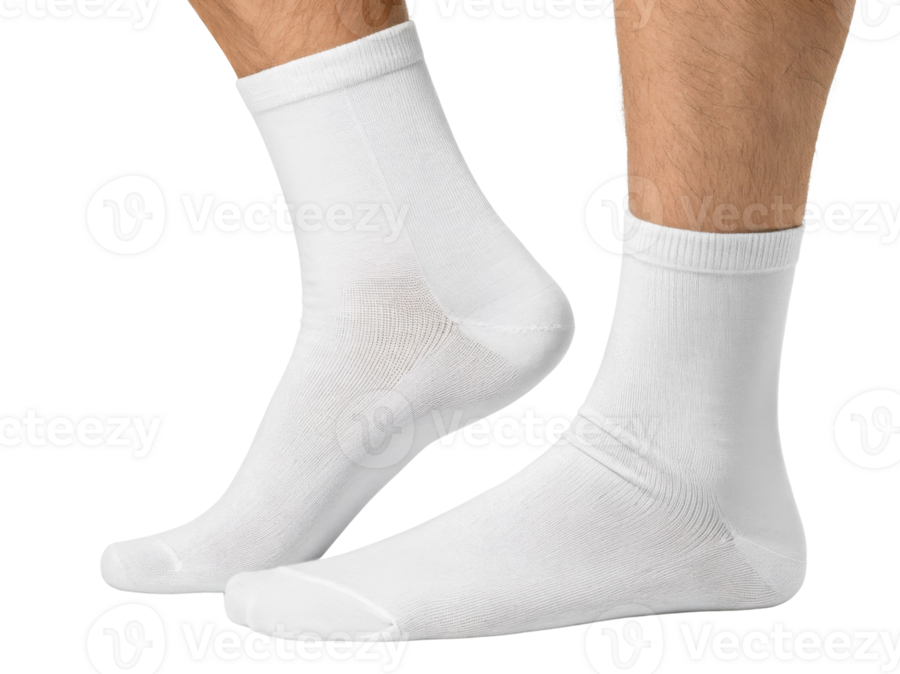Comfortable white socks displayed in mockup, perfect for casual wear and showcasing style png