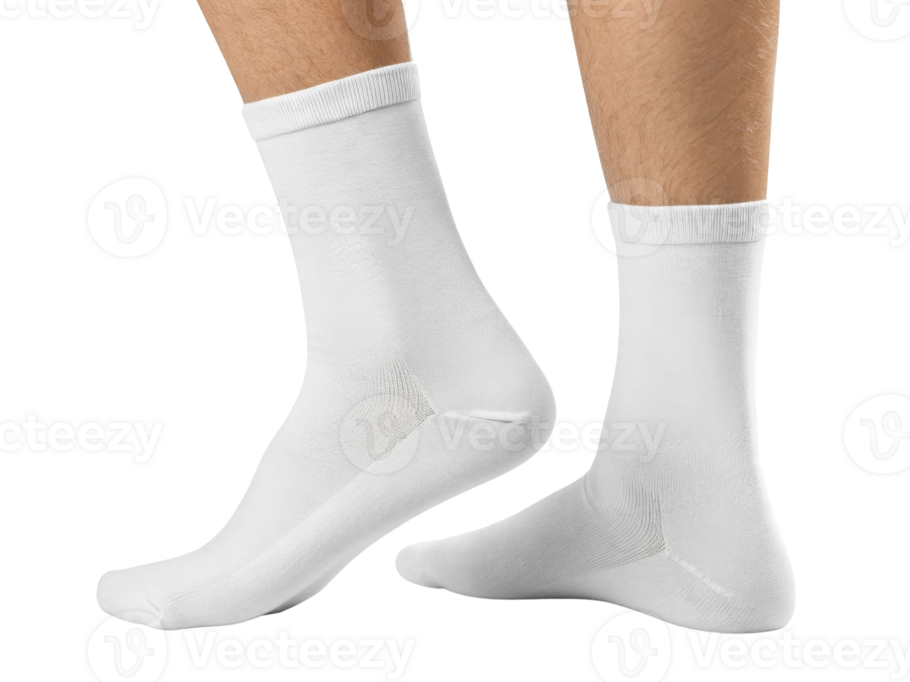 Comfortable white socks displayed in mockup, perfect for showcasing style and versatility in everyday wear png