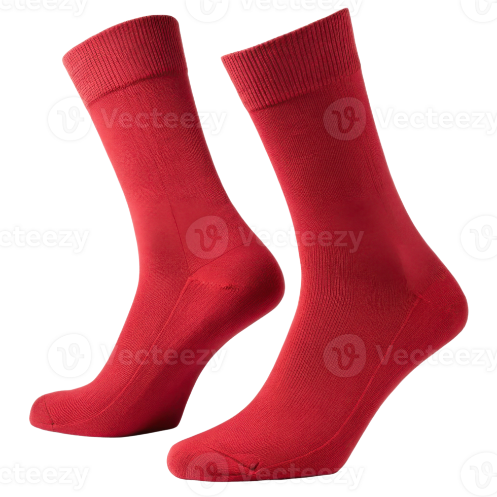 Stylish red socks mockup showcasing vibrant design perfect for any wardrobe. These comfortable socks add pop of color to your outfit png