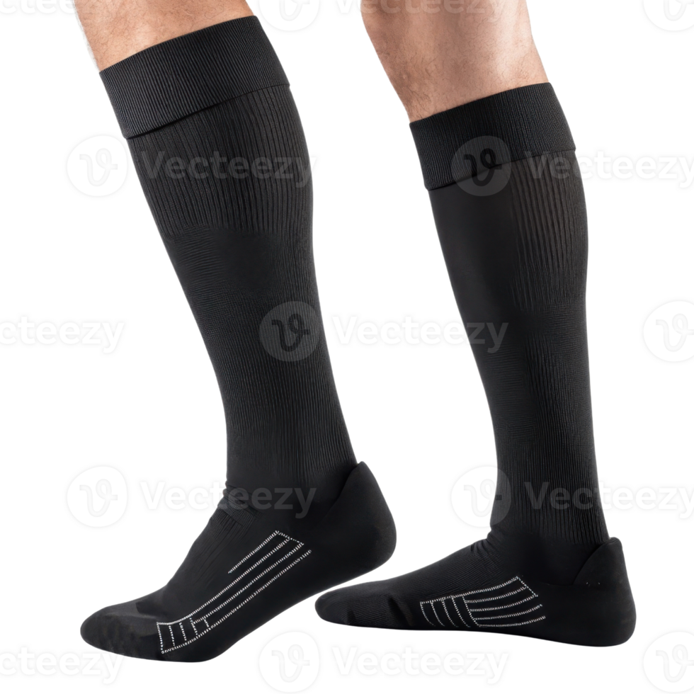 Stylish black socks mockup showcasing sleek design perfect for sports or casual wear, enhancing any outfit with comfort and flair png
