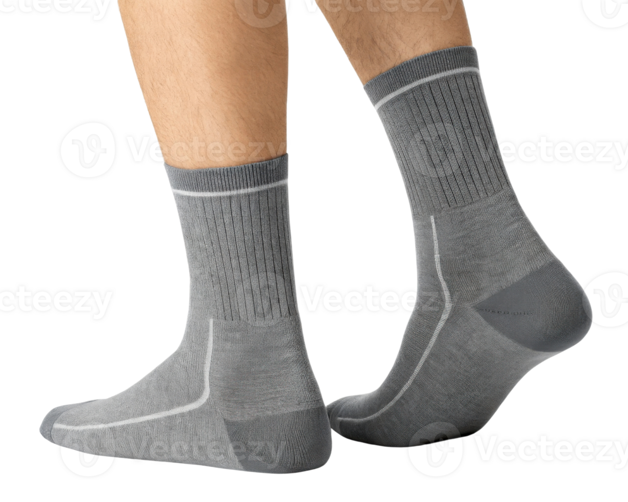 Comfortable gray socks in stylish mockup showcase perfect blend of fashion and functionality for everyday wear png