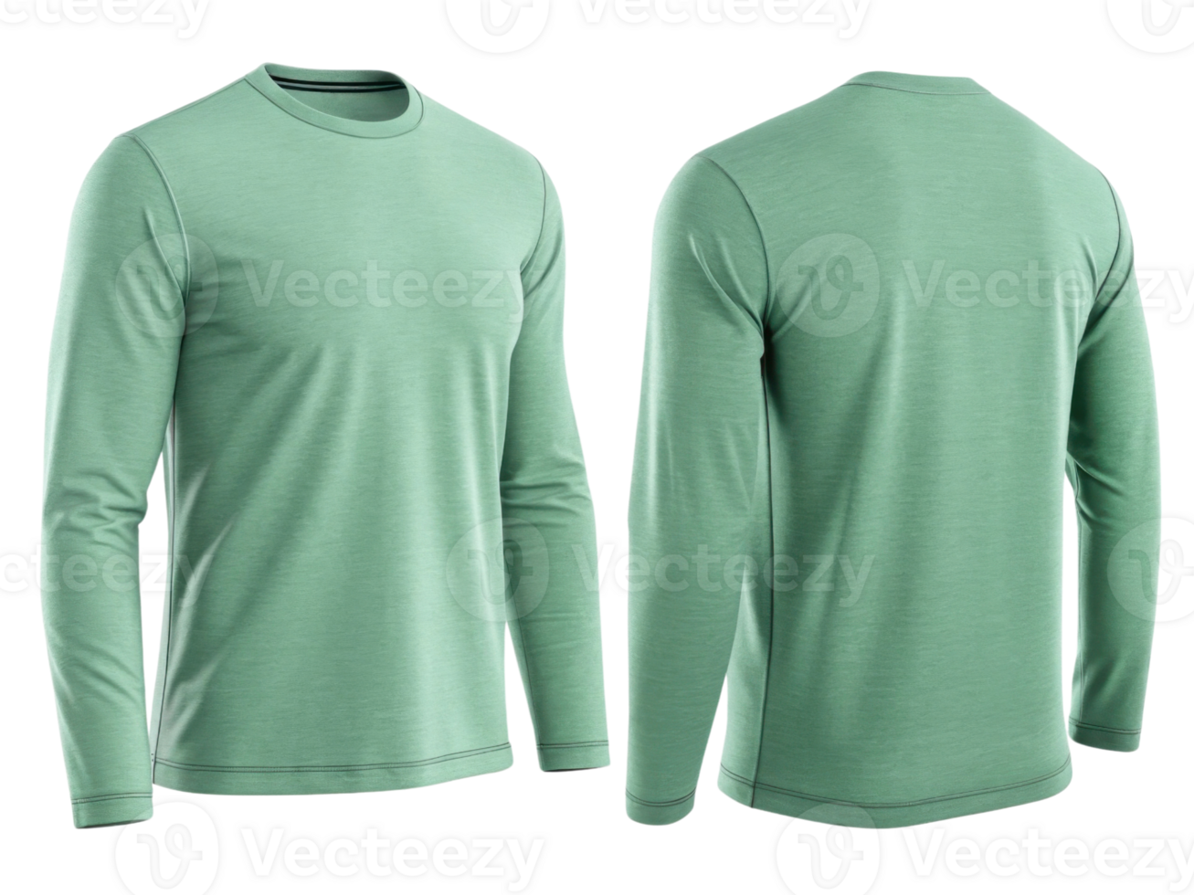 stylish long sleeve tshirt template soft green color perfect for casual wear or layering. This versatile piece enhances any outfit effortlessly png