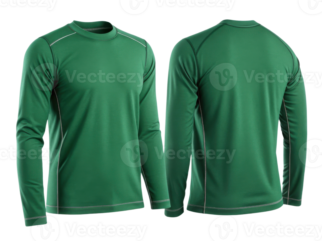 stylish long sleeve tshirt template in vibrant green color perfect for sports or casual wear. Ideal for showcasing your unique designs png