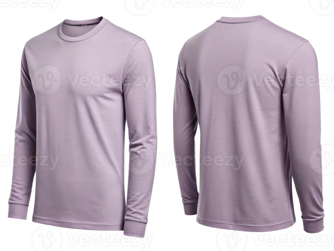 stylish long sleeve tshirt template in soft lavender hue perfect for casual wear or layering. This versatile piece enhances any outfit png
